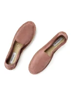 Woman's classic loafer espadrilles - Brownrose suede leather - Image 2