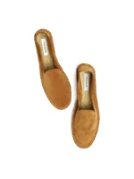 Woman's classic loafer espadrilles - Caramel suede leather - Image 2