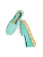 Woman's classic loafer espadrilles - Mint suede leather - Image 2