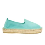 Woman's classic loafer espadrilles - Mint suede leather