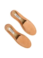 Woman's classic loafer espadrilles - Peach suede leather - Image 2
