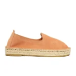 Woman's classic loafer espadrilles - Peach suede leather