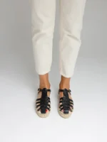Espadrille leather sandals - Black Nappa leather - Image 2