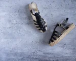 Espadrille leather sandals - Black Nappa leather - Image 4
