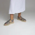 Espadrille leather sandals - Graphite Nappa leather - Image 2