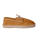 Men's boat shoe espadrilles - Caramel suede leather - Image 2