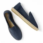 Men's classic loafers espadrilles - Navy blue suede leather - Image 2
