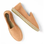 Men's classic loafers espadrilles - Peach suede leather - Slika 2