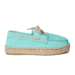 Women's boat shoe espadrilles - Mint suede leather