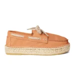 Women's boat shoe espadrilles - Peach suede leather