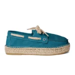 Women's boat shoe espadrilles - Petrol suede leather