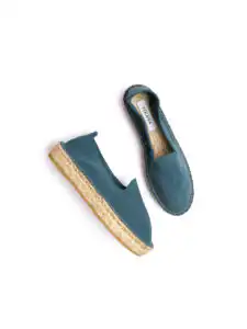 Woman's classic loafer espadrilles - Baltic Blue suede leather - Image 2