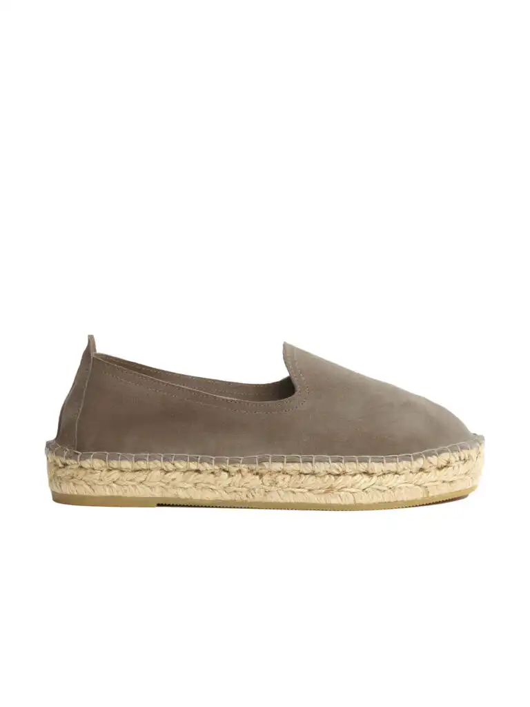 Woman's classic loafer espadrilles - Almond suede leather