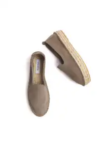 Woman's classic loafer espadrilles - Almond suede leather - Image 2